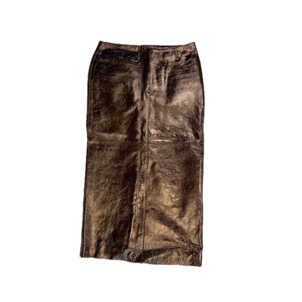 H&M Studio A W 2023 Metallic Faux Leather‎ Maxi Skirt Size 6